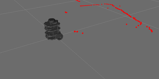 TurtleBot3 navigating space on a RViz screen.